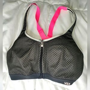 VICTORIA'S SECRET Knockout Zip Front Sports Bra, sz 32D.